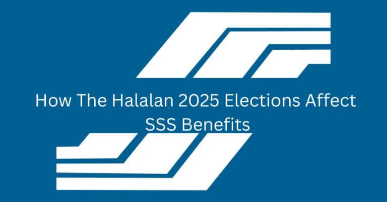 A title card for an article about how the Halalan 2025 elections affect SSS benefits.